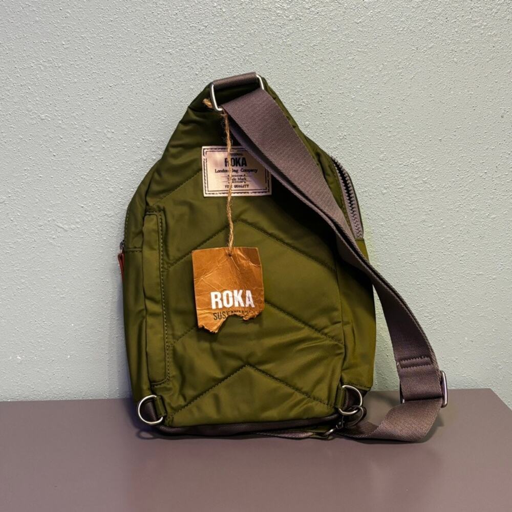 ROKA London Willesden B Recycled Nylon Sling Crossbody Bag Olive Avocado NWT - Picture 5 of 7